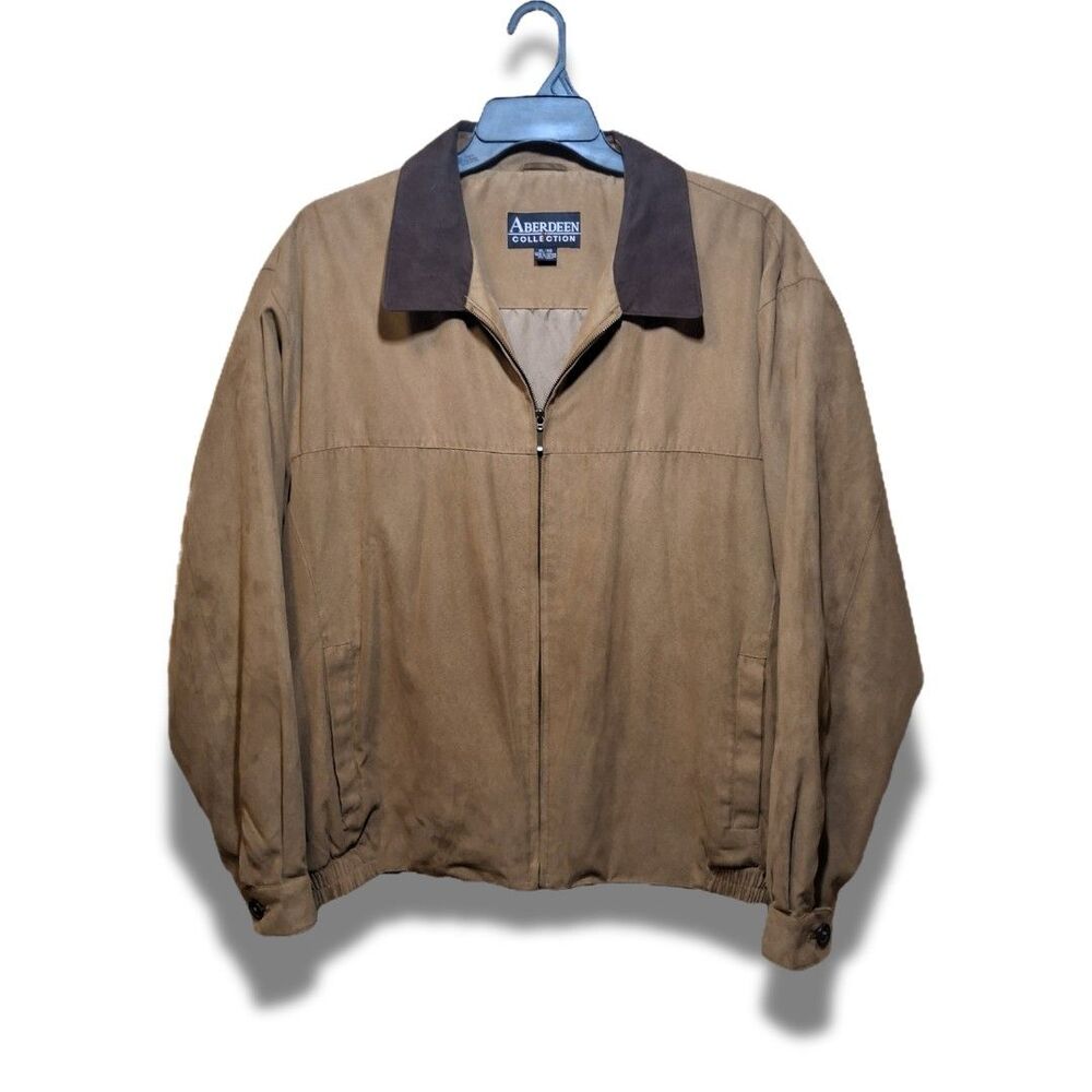 Aberdeen Collection Men's Faux Suede Bomber Jacket | Brown | XL